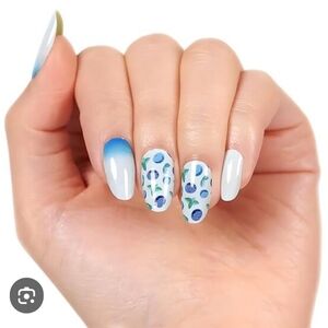 Color Street Nail Strips Berry Sweet Blue and White Nail Art Design